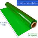 FIESTA WRAPS 200 ft Green Cellophane Wrap Roll (16 in x 200 ft) - Transparent Green Wrap for Gift Baskets, Boxes, and More