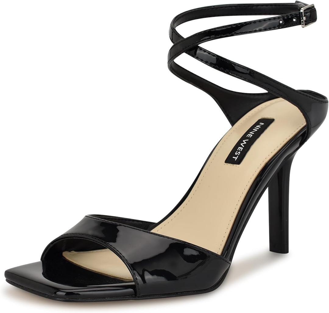 Nine West Women's Devans Heeled Sandal (6.5, Black Patent 001)