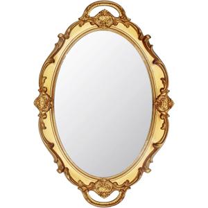 Eaoundm 14.5 x 10 inchs Small Oval Antique Decorative Wall Mirror Vintage Hanging Mirror (Gold)
