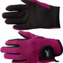 HORZE Kids' Unisex Stretchy Adjustable Horse Riding Equestrian Gloves with Suede Grip and Pony Design (5", Byzantine Pink)