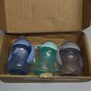 Nuby 3 Piece No-Spill Grip N Sip Cup with Soft Flex Spout, 2 Handle with Clik It Lock Feature, Neutral,10 Ounce (Blue, Gray & Aqua)