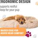 Active Pets Calming Plush Dog Bed Donut Joint Support Anxiety Relief Washable Pet Bed with Removable Cover for Dogs Cats, Large 36", Beige