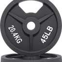 Signature Fitness Olympic 2-Inch Cast Iron Plate Weight Plate for Strength Training and Weightlifting, Multiple Sizes (45LB Pair)