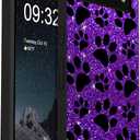 Compatible with Google Pixel 7 Case, Bling Purple Black Dog Paw Slim Fit Soft TPU Shockproof Protective Cover Case Gift for Women Girl