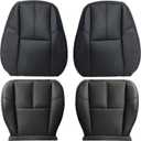 Driver & Passenger Bottom & Top Replacement Leather Seat Covers Compatible with Chevy Tahoe Suburban Avalanche Yukon Silverado Sierra 2007 2008 2009 2010 2011 2012 2013 2014#193 Ebony Black