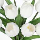 DILATATA 10 Pcs White Tulips Artificial Flowers Large Tulips Head Real Touch Fake Tulip Fake Flowers for Mother's Day 11.4" Faux Tulip for Vase Centerpieces Home Wedding Bouquet