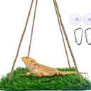 FlidRunest Large Green Bearded Dragon Hammock, Soft Bearded Dragon Hammock Swing Bed, Reptile Lounger Terrarium Hanging Hammock for Hermit Crab, Bearded Dragon, Lizard
