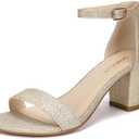DOBOLIN Women's Heeled Sandals Open Toe Ankle Strap 2.5-Inch Chunky Heels Dress Shoes Wide Feet Friendly 8.5