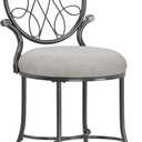 Hillsdale O'Malley Vanity Stool with Spiral Pattern Design, Metallic Gray