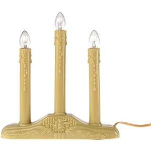 Creative Hobbies 3 Light Electric Candolier Indoor Christmas Candle Lamp, Ivory Plastic with Clear C7 Incandescent Light Bulbs