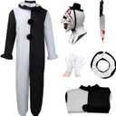 Xinxiaomeng Kids Art Clown Costume with Mask Scary Terrifying Costume Horror Killer Uniform Halloween Outfit Cosplay Props, Size 4 