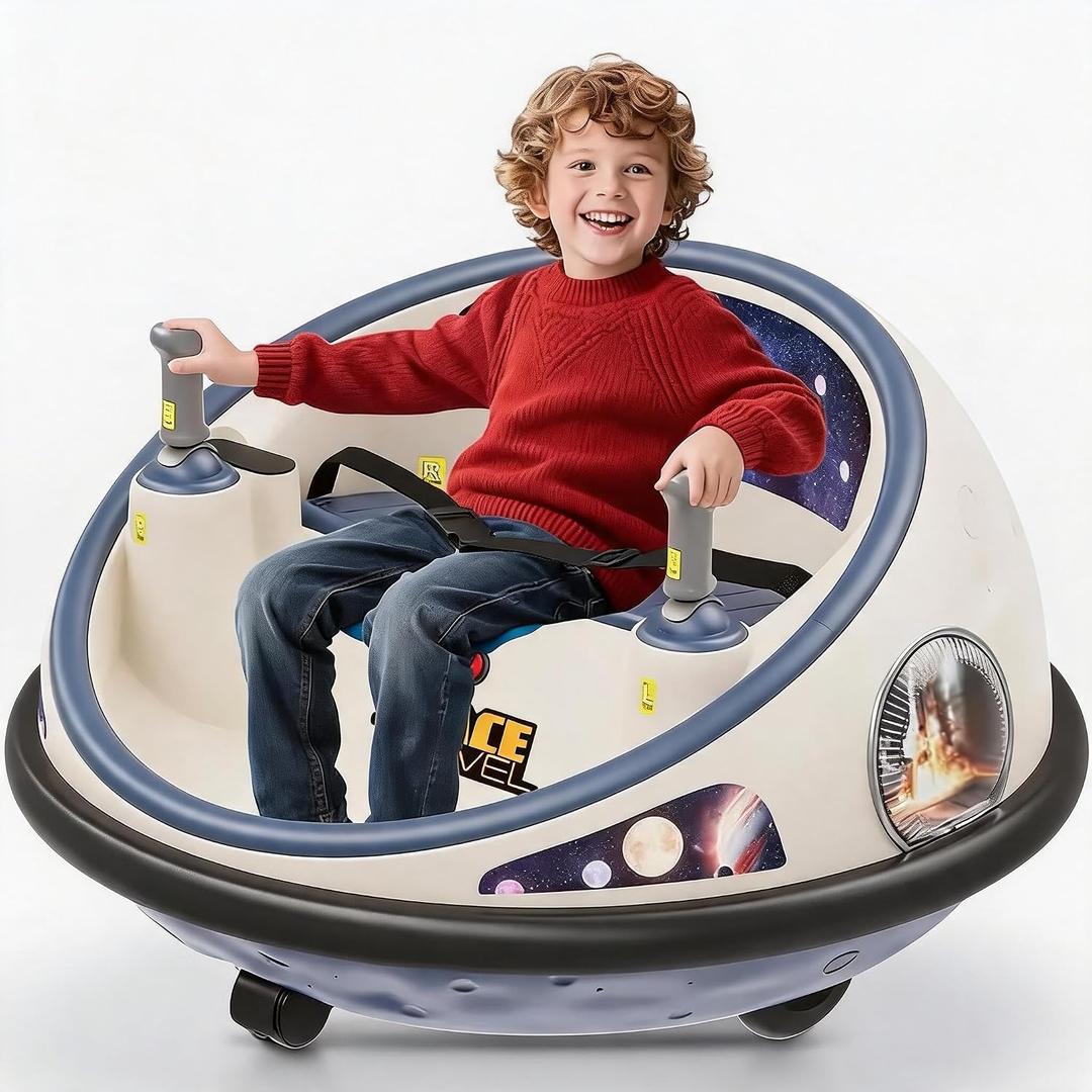 Garvee 12V Kids Electric Bumper Car with 360° Spin & Parent Remote Control, Rechargeable Ride-on Car with LED Lights and Soft Bumper for Indoor Outdoor Fun, Medium