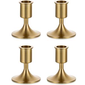 Candlestick Holders Taper Candle Holders, Romadedi Gold Candle Stick Candle Holder for Table Centerpiece, Wedding Reception, Festive Christmas Mantel Decoration or Home Decor, Set of 4