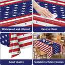 3 Pack 4th of July Decorations Table Cloth Rectangle 54 x 108 inch Plastic Tablecloth Disposable Rectangle Leakproof for Memorial Day DecorationsParties, Picnic (American Flag Style)