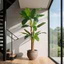 7ft Extra Tall Artificial Banana Tree, Fake Banana Leaf Plant with 19 Faux Banana Leaves, Perfect for Home Indoor Outdoor Patio Office Tropical Decor