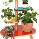 Amyhill Mid Century Modern Decor for Home 4-tier Plant Stand Colorful Mid Century End Table Modern Storage Shelf for Living Room, Bedroom, Balcony, Boho Home Decor(Light Color)