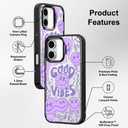 MOSNOVO Magnetic Case for iPhone 16, 10ft Military-Grade Protection, Compatible with Magsafe, Shockproof Phone Case for iPhone 16 - Good Vibes - Clear Black