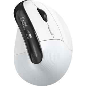 KYSONA Wireless Ergonomic Mouse, Vertical Ergo Mouse with OLED Screen, Quiet Click, Rechargeable, Wired/Bluetooth/2.4GHz, 5 Adijustable DPI 800-6400 for Laptop, PC, Desktop, Computer, White