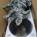 HAPPYGRILL Potted Artificial Christmas Tree Set of 3, Snow-Flocked Pencil Xmas Trees w/ 120 & 140 & 160 Branch Tips, Silver Metal Buckets