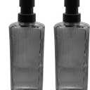 Gray Glass Soap Dispenser Set with Black Pump, 12oz Refillable Liquid Hand Dispenser, Lotion Dish Soap Dispenser for Modern Home Decor, Bathroom, Kitchen Countertop, Hotel(2 Pack) (Light Grey)