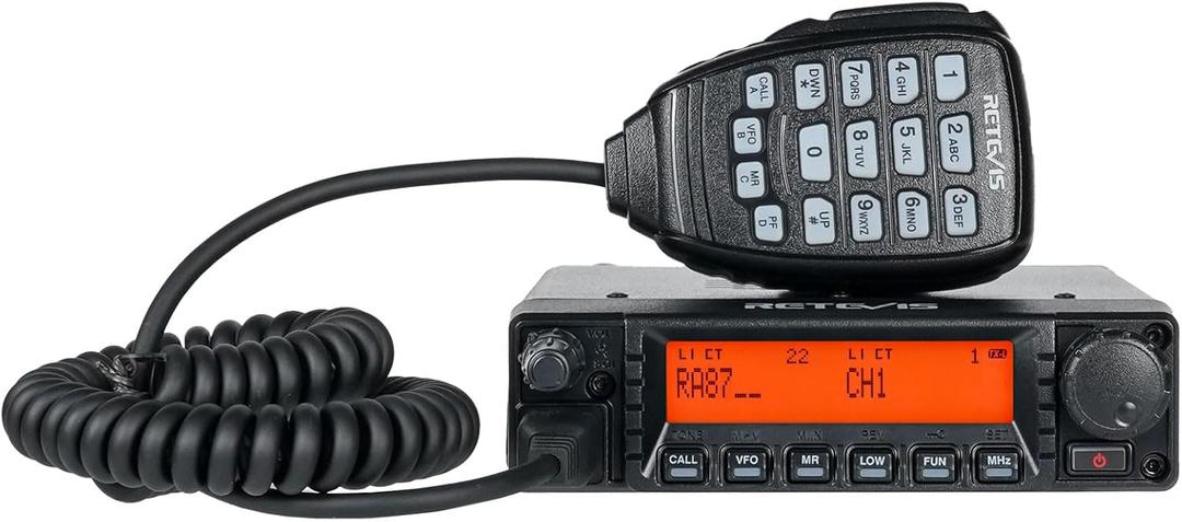 Retevis RA87 GMRS Mobile Radio, 40W Mobile Transceiver Base Station with Cable, 8 Repeater Channels, Chirp, Dual Watch, Long Range Two Way Radio for Off-Road(Black 1Pack)