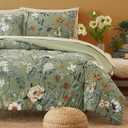 CASAAGUSTO Full Size Comforter Sets-7 Pieces Green Floral Bedding Sets, Bed in a Bag Full with Botanical Butterfly Comforter, Sheets, Pillowcases & Shams for All Seasons
