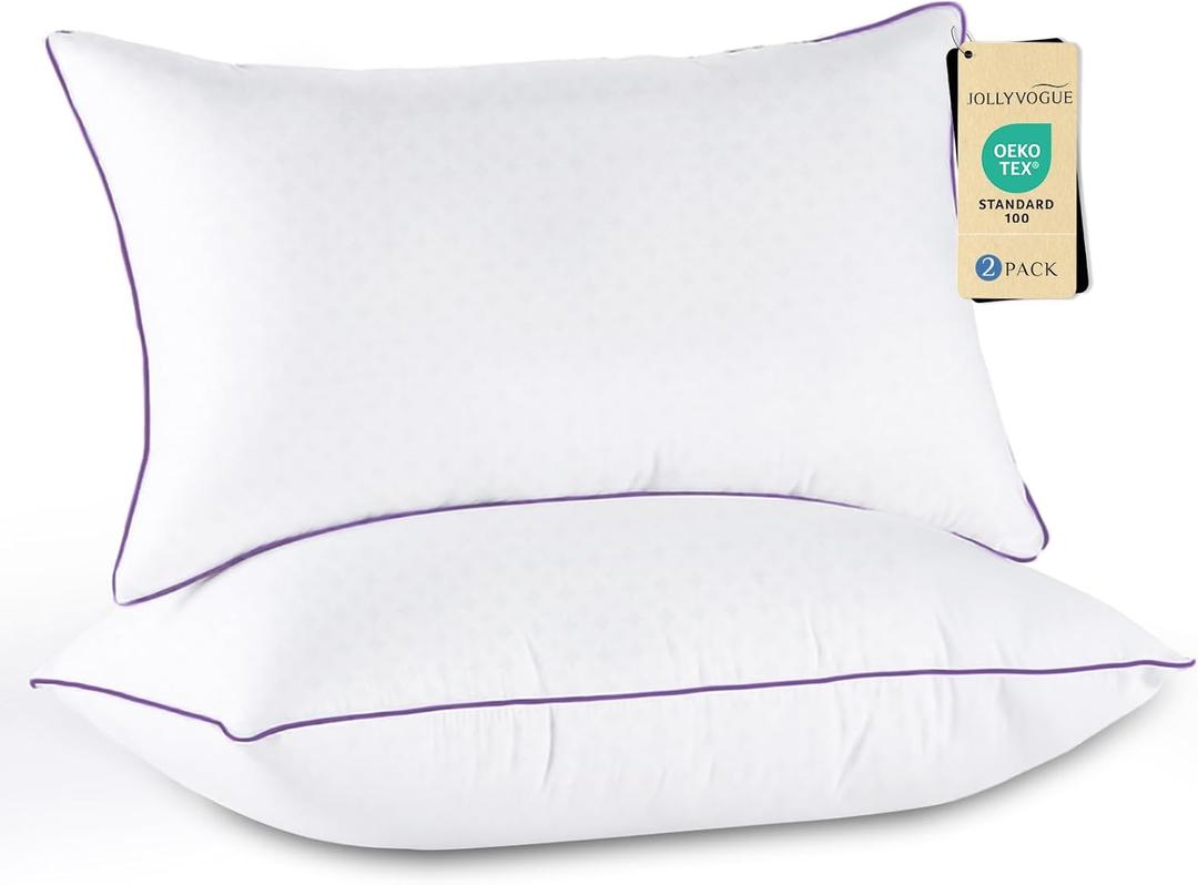 JOLLYVOGUE Pillows King Size Set of 2, Washable Supportive Bed Pillows with Super Soft Down Alternative Fill, Luxury Fluffy Hotel Quality for Side, Back, and Stomach Sleepers