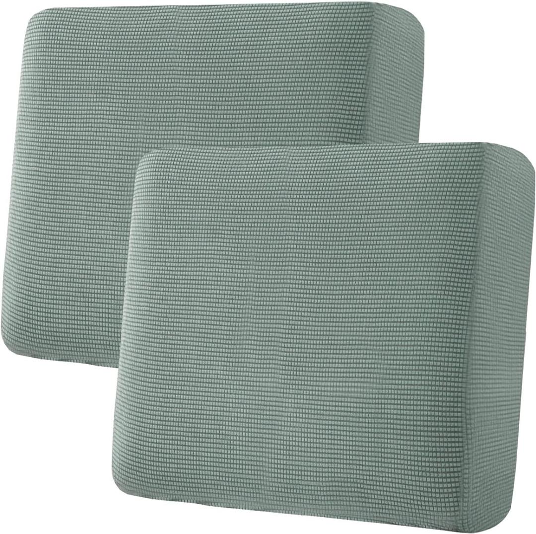 H.VERSAILTEX Super Stretch Individual Seat Cushion Covers Sofa Covers Couch Sets Slipcover Thick Jacquard Textured Twill Fabric (2 Piece Large Sofa Cushion Covers, Sage)