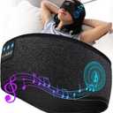 LC-dolida Sleep Headphones Bluetooth Headband, Sweat Resistant Sports Wireless Earphones, Ultra-Thin HD Stereo Black Headband Speaker Sleeping Eye Mask for Women Men Teen Running Cool Gadgets