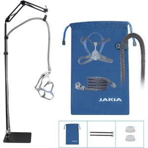 CPAP Hose Tube Holder Lifter Clamp Clip Hook Support Bedside Storage Kit_Metal Structure Strong_5.6 ft Max High_Angle Height Adjustable_Prevent Hose Loose Tangle Air Leakage (Black Color)