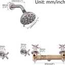 2 Handle Shower Faucet,Wall Mounted Two Handles Shower Faucet Set with 8 Modes Rainfall Shower Head,2 Knobs Single Function Shower Trim Kit with Rough-in Valve,Brushed Nickel