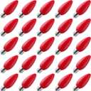VISTERLITE 25-Pack Ceramic C9 Christmas Light Bulbs, Red LED Light Bulbs Holiday Decoration, Christmas Decor for Indoor & Outdoor Use, E17/C9 Intermediate Base (Red Smooth)
