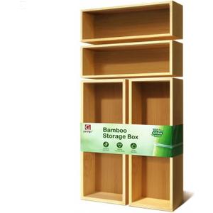 guiogc Bamboo Drawer Silverware Organizer, Utensil Tray for Kitchen (L:11.8"x4.92"x1.9", S:9.85"x3.55"x1.8" Set of 4)