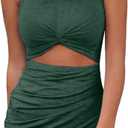 Acelitt Summer Dresses for Women 2025 Cut Out Twist Front Ruched Wrap Bodycon Mini Dress Beach Vacation Outfits Clothes (X-Small, Green)