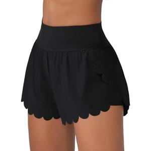 ATTRACO Women Swim Shorts Side Split Swim Trunk 2 in 1 Board Shorts with Pockets Swim Bottom S
