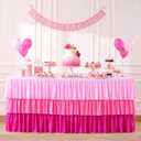 Pink Tablecloths for 6 foot Rectangle Tables 6ft Pastel Gradient Pink Table Cloths for Parties Ruffle Spandex Table Cover with Skirt for Baby Shower Girls Unicorn Birthday Party Dessert Banquet Buffet