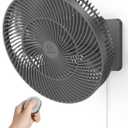 12" Wall-Mounted Oscillating Fan with Remote & Timer, Compact Bedroom/RV Fan - 4 Speeds, Quiet 90Rotation, Adjustable Tilt, 8.2 ft Cord for Bathroom & Home Cooling, Include Adapter, Easy to Clean (Grey)