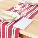 PurpleEssences Double Stripe Ribbed Woven Table Runner Dining Room Boho Farmhouse Decor - Spring Easter Summer - 14 x 90 Inch - Red and White