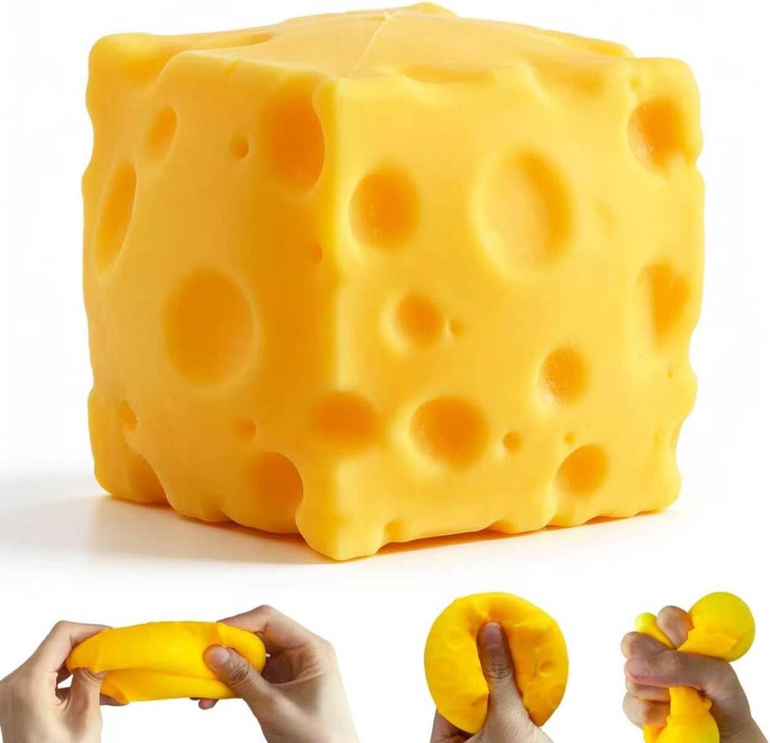 Cheese Squishies Toy,Squishies Cheese Slow Rising Squeeze Block, Stress Balls for Adults,Stress & Anxiety Relief Fidget Gift (1pcs)
