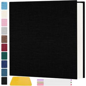 Zesthouse Large 18In Photo Album Self Adhesive 60 Pages, Scrapbook Albums with Sticky Page Holds 10x12 & 8x10 & 5X7 & 4x6 Pictures, DIY Photo Book Ideal Gift for Family Wedding Baby (Black)