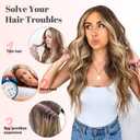 ALXNAN Clip in Long Wavy Hair Extension 24 Inch Chocolate Brown to Honey Blonde Hair Extensions 4PCS Thick Hairpieces Fiber Double Weft Hair for Women