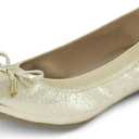 The Children's Place Girls Closed Toe Ballet Flats (5 Big Kid, Metallic Gold Bow)