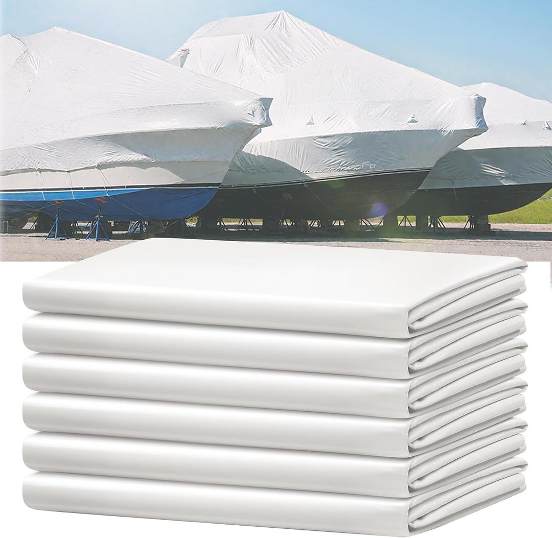 17' X 26.3' Boat Shrink Wrap Polyethylene Plastic Boat Wrap for Winter -7 Mil Boat Shrink Film for Use with Heat Gun, UV Resistance Industrial Shrink Wrap for Protection and Storage, White