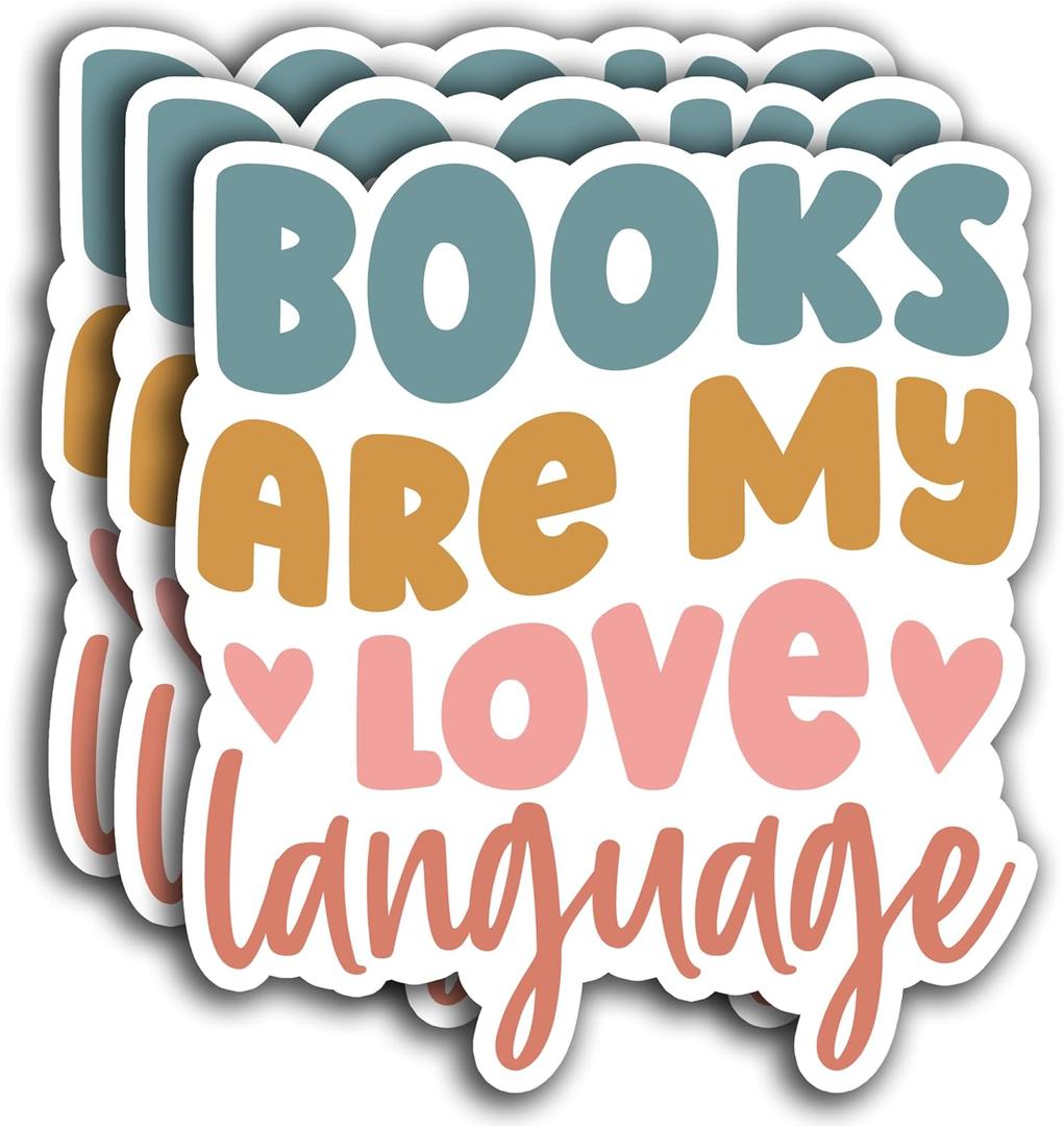(3pcs) Books are My Love Language Sticker,Reading Book Lovers, Bookish Reading Stickers, Decorate Waterproof Vinyl Water Bottle Tumbler Phone Laptops Sticker Gifts 3x2.5 Inch