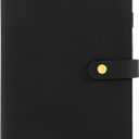 Aesthetic A5 Binder with 6 Golden Rings - Refillable & Sturdy Planner w Pockets Keeps You Perfectly Organized - Mini Notebook with Magnetic Closure Works Great as Photocard Binder for All Your Cards (Black)