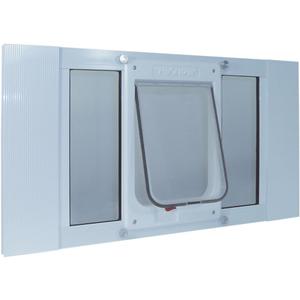 Ideal Pet Products Aluminum Sash Window Pet Door, Adjustable to Fit Window Widths from 27" to 32", Chubby Kat 7-1/2 x 10-1/2 Flap Size