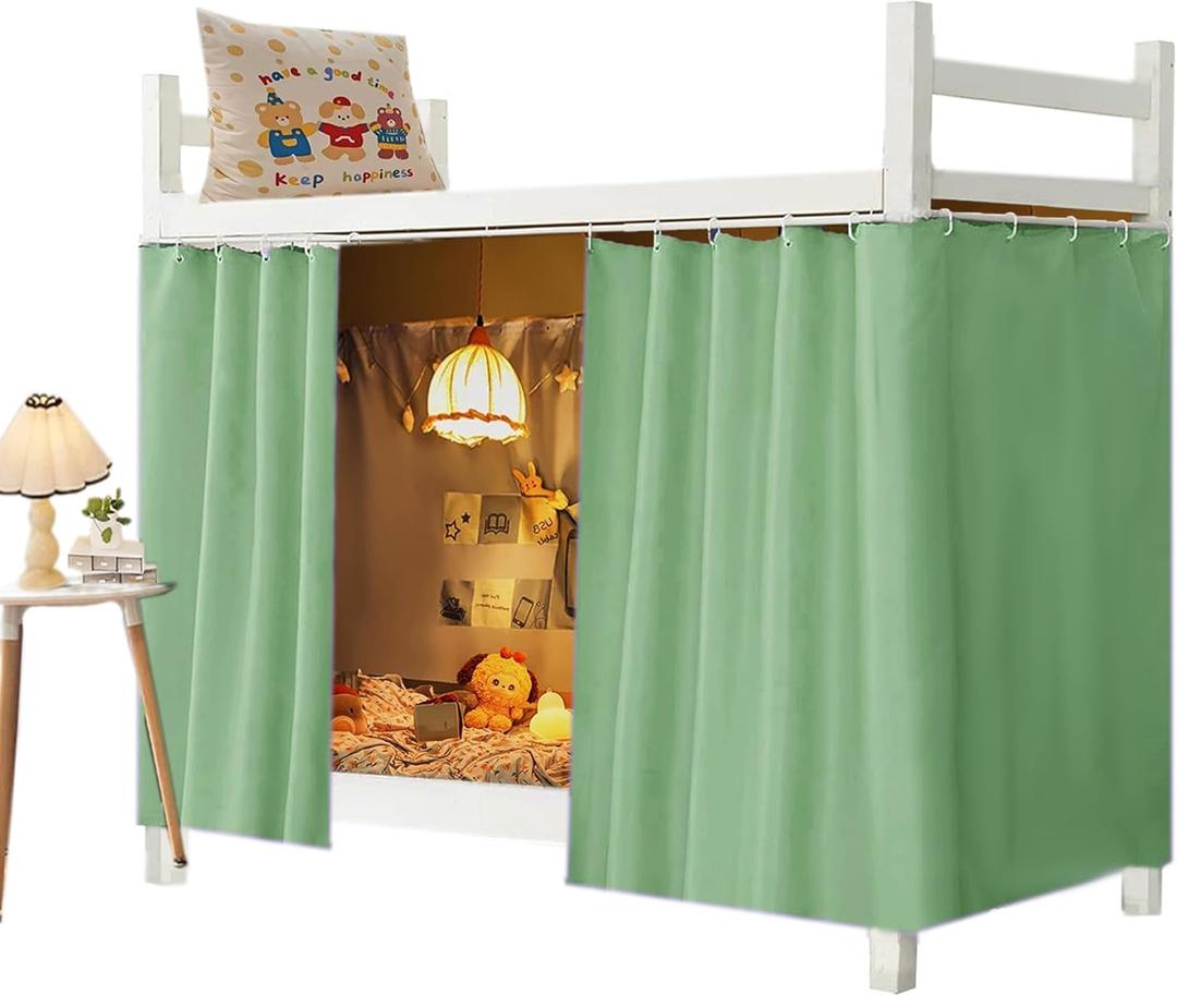 Dorm Home Bunk Nets Bed Curtains Cloth Bed Canopy Blackout Men Women Curtain Shading Nets Breathable Single Sleeper (Green, 1 Panel (45.3 * 78.7IN))