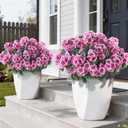 GLIDLION 24 Bundles Artificial Geranium Flowers for Spring Summer Decor, UV-Resistant Fake Plants Realistic Faux Silk Bouquets for Front Door Farmhouse Garden Porch Home Outdoor Decor (Pink)