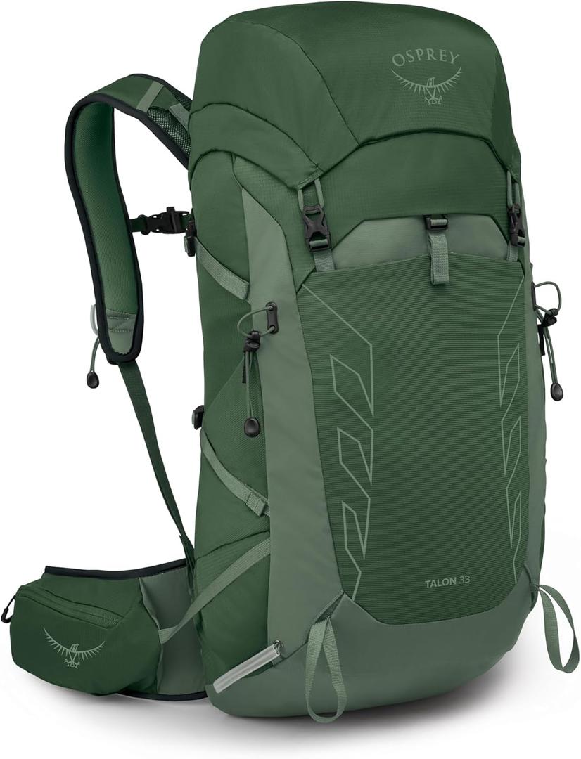 Osprey Talon 33L Men's Lightweight Hiking Backpack - Daypack for Travel & Camping, Green Canopy/Pine Leaf, Extended Fit