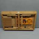 Adjustable Bamboo Laptop Desk with Cooling Fan, Foldable Bed Tray for Breakfast, Writing, and Drawing, with Tilting Top and Drawer, Portable Lap Desk for Bed, Sofa, and Floor.